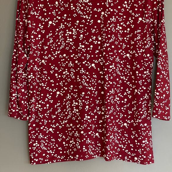 Woolovers Irregular Spot Red Jersey Print 3/4 Sleeve Shirt Size Medium Classic - Picture 11 of 16